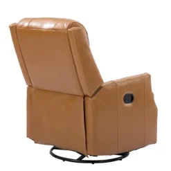 Accent Chairs-Kirkland's Home Cognac Leather Upholstered Recliner Chair Brown/Orange