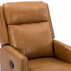 Accent Chairs-Kirkland's Home Cognac Leather Upholstered Recliner Chair Brown/Orange