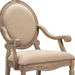 Accent Chairs-Kirkland's Home Coley Beige Linen Armchair Tan