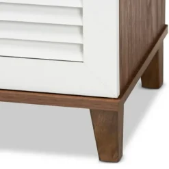 Entryway Furniture-Kirkland's Home Collier Two-Tone 3-Door Shoe Storage Cabinet Brown/White