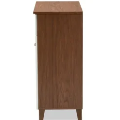 Entryway Furniture-Kirkland's Home Collier Two-Tone Drawer Shoe Storage Cabinet White/Brown