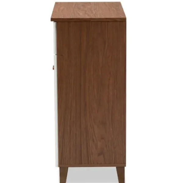 Entryway Furniture-Kirkland's Home Collier Two-Tone Drawer Shoe Storage Cabinet White/Brown