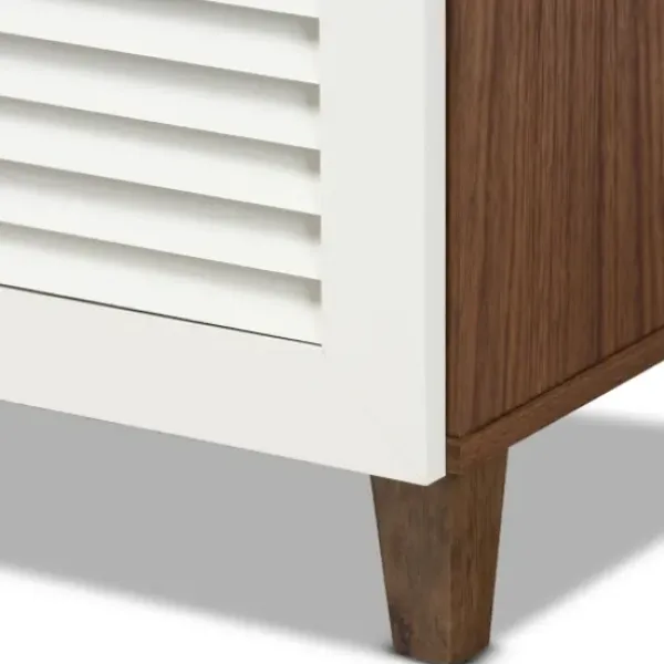 Entryway Furniture-Kirkland's Home Collier Two-Tone Drawer Shoe Storage Cabinet White/Brown