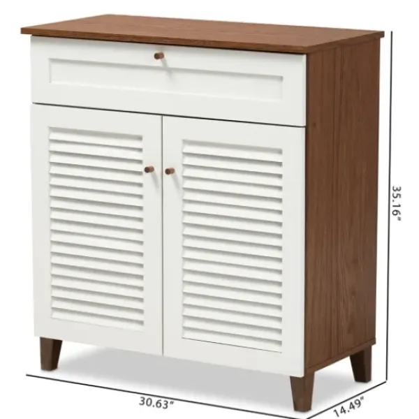 Entryway Furniture-Kirkland's Home Collier Two-Tone Drawer Shoe Storage Cabinet White/Brown