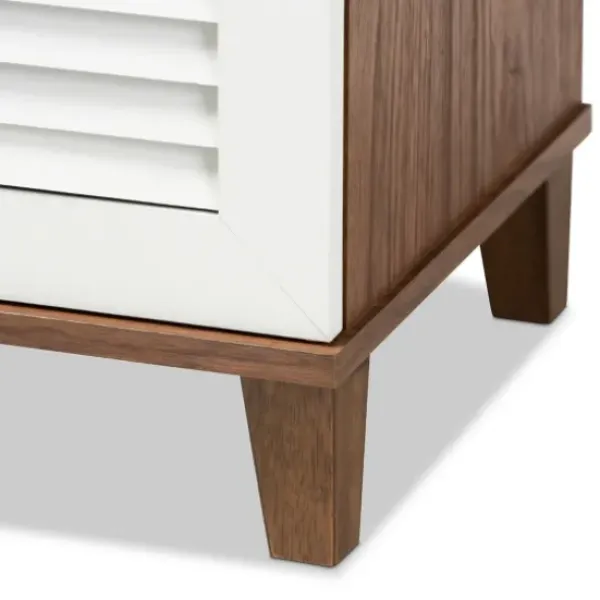 Entryway Furniture-Kirkland's Home Collier Two-Tone Slatted Shoe Storage Cabinet
