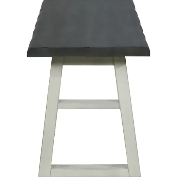Benches & Ottomans-Kirkland's Home Collins And White Two-Tone Wood Bench Gray