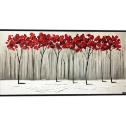 Framed Art-Kirkland's Home Collision Of Seasons Framed Canvas Art Print White/Gray/Red