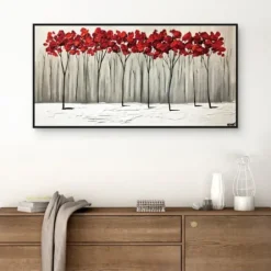 Framed Art-Kirkland's Home Collision Of Seasons Framed Canvas Art Print White/Gray/Red