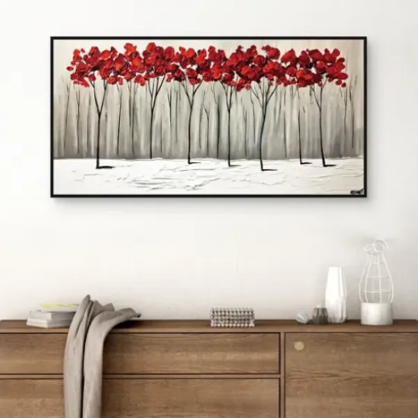 Framed Art-Kirkland's Home Collision Of Seasons Framed Canvas Art Print White/Gray/Red