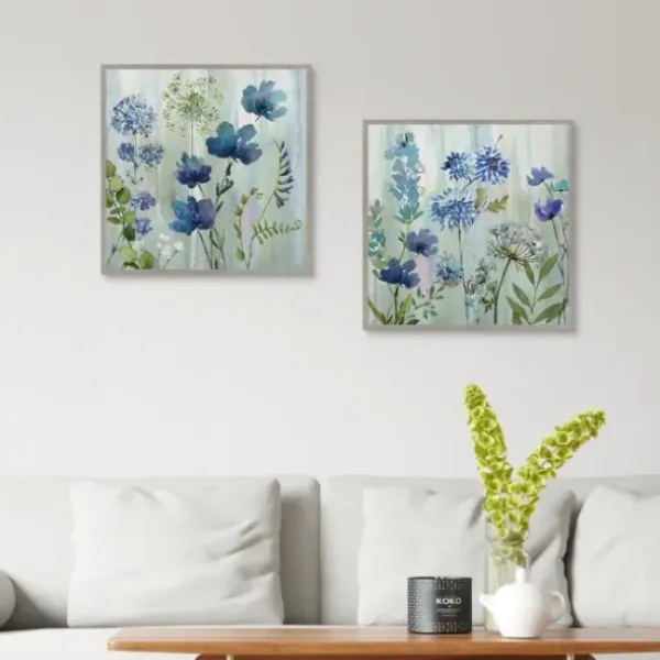 Framed Art-Kirkland's Home Color Wash 2-Pc. Framed Canvas Art Set Blue/Green