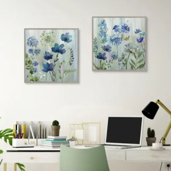 Framed Art-Kirkland's Home Color Wash 2-Pc. Framed Canvas Art Set Blue/Green