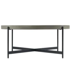 Coffee Tables-Kirkland's Home Concrete Round Tray Top Coffee Table Gray/Black