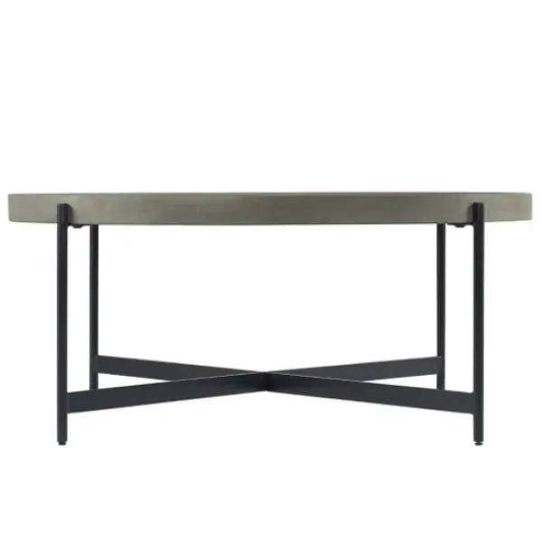 Coffee Tables-Kirkland's Home Concrete Round Tray Top Coffee Table Gray/Black