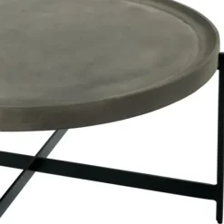 Coffee Tables-Kirkland's Home Concrete Round Tray Top Coffee Table Gray/Black