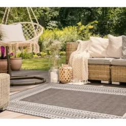 Outdoor Rugs-Kirkland's Home Connected Diamond Outdoor Area Rug, 8X10 Gray