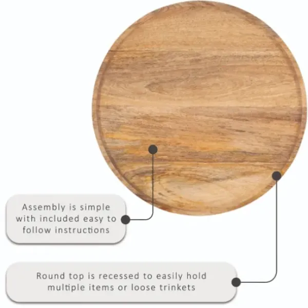 Accent & End Tables-Kirkland's Home Copper Plated Accent Table With Mango Wood Top Brown