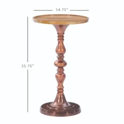 Accent & End Tables-Kirkland's Home Copper Plated Accent Table With Mango Wood Top Brown