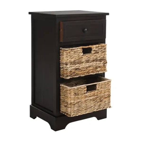 Accent & End Tables-Kirkland's Home Cora Accent Table With Woven Storage Baskets Brown