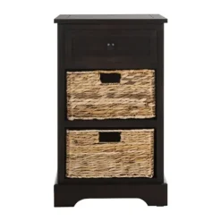 Accent & End Tables-Kirkland's Home Cora Accent Table With Woven Storage Baskets Brown