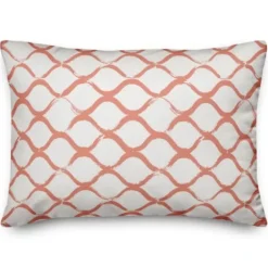 Pillows-Kirkland's Home Coral Coastal Diamond Print Pillow Orange/White