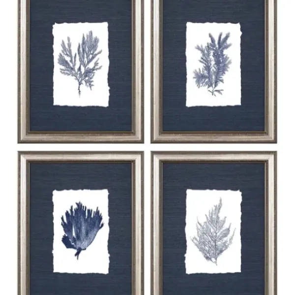 Framed Art-Kirkland's Home Coral 4-Pc. Silver Framed Art Print Set Blue