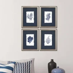 Framed Art-Kirkland's Home Coral 4-Pc. Silver Framed Art Print Set Blue