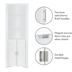 Bathroom Furniture-Kirkland's Home Corner Shelf With Cabinet Doors White