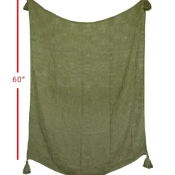 Blankets & Throws-Kirkland's Home Corner Tassel Throw Blanket Green