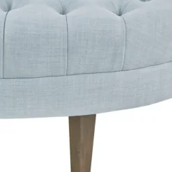 Benches & Ottomans-Kirkland's Home Cory Tufted Dusty Linen Ottoman Blue