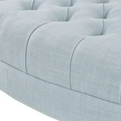Benches & Ottomans-Kirkland's Home Cory Tufted Dusty Linen Ottoman Blue