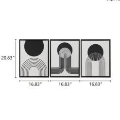 Canvas Art-Kirkland's Home Cosmic Curl Geometric 3-Pc. Grayscale Wall Art Gray/White/Black