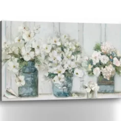 Canvas Art-Kirkland's Home Cottage Mantle Canvas Art Print White/Gray/Green