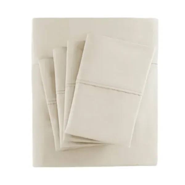 Bed Sheets-Kirkland's Home Cotton Blend Sateen 6-Pc. King Sheet Set Ivory