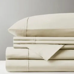 Bed Sheets-Kirkland's Home Cotton Blend Sateen 6-Pc. King Sheet Set Ivory