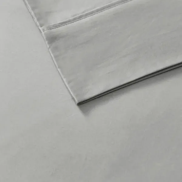 Bed Sheets-Kirkland's Home Cotton Blend Sateen 6-Pc. Queen Sheet Set Gray