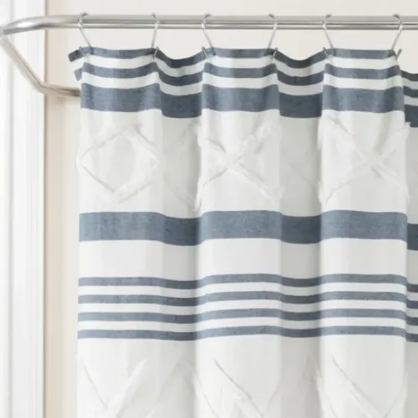 Shower Curtains-Kirkland's Home Cotton Jacquard Shower Curtain Ivory