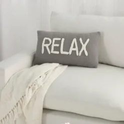 Pillows-Kirkland's Home Cotton Relax Tufted Lumbar Pillow Gray