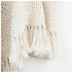 Blankets & Throws-Kirkland's Home Cotton Tassel Throw White