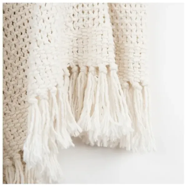Blankets & Throws-Kirkland's Home Cotton Tassel Throw White