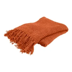 Blankets & Throws-Kirkland's Home Cotton Tassel Throw Orange