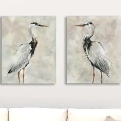 Canvas Art-Kirkland's Home Crane At Dusk Giclee Canvas Art Prints, Set Of 2 Gray/White/Black