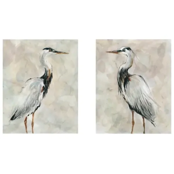 Canvas Art-Kirkland's Home Crane At Dusk Giclee Canvas Art Prints, Set Of 2 Gray/White/Black