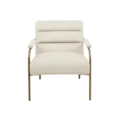 Accent Chairs-Kirkland's Home Cream And Gold Channeled Accent Chair Ivory