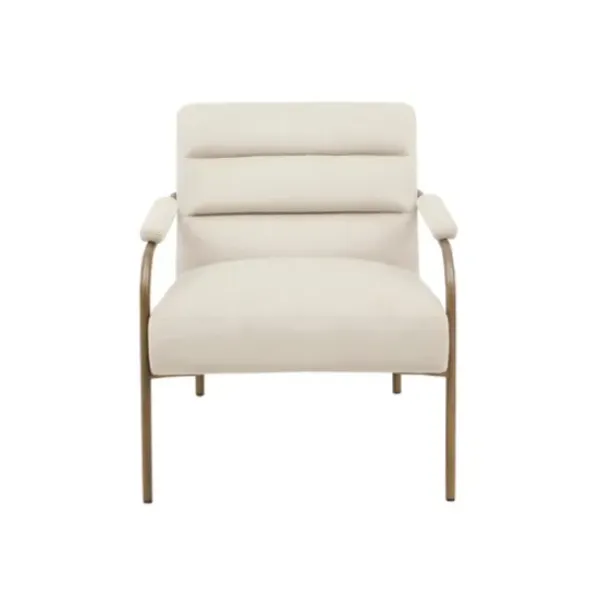 Accent Chairs-Kirkland's Home Cream And Gold Channeled Accent Chair Ivory