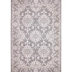Outdoor Rugs-Kirkland's Home Cream And Gray Miriam Striped Outdoor Rug, 8X10 Gray/Ivory