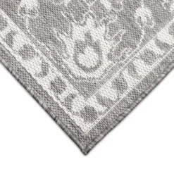 Outdoor Rugs-Kirkland's Home Cream And Gray Miriam Striped Outdoor Rug, 8X10 Gray/Ivory