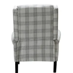 Accent Chairs-Kirkland's Home Cream And Gray Plaid Traditional Recliner Gray/White