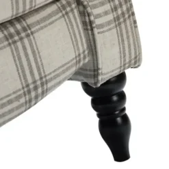 Accent Chairs-Kirkland's Home Cream And Gray Plaid Traditional Recliner Gray/White