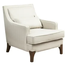 Accent Chairs-Kirkland's Home Cream And White Contrast Welting Accent Chair Ivory
