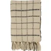 Blankets & Throws-Kirkland's Home Cream Blue Plaid Throw Blanket Ivory